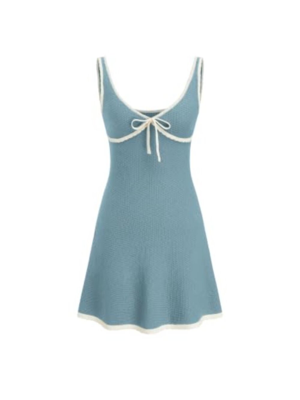 Knit Mini Dress V Neck Knotted Sleeveless Party Dress Middle Waist